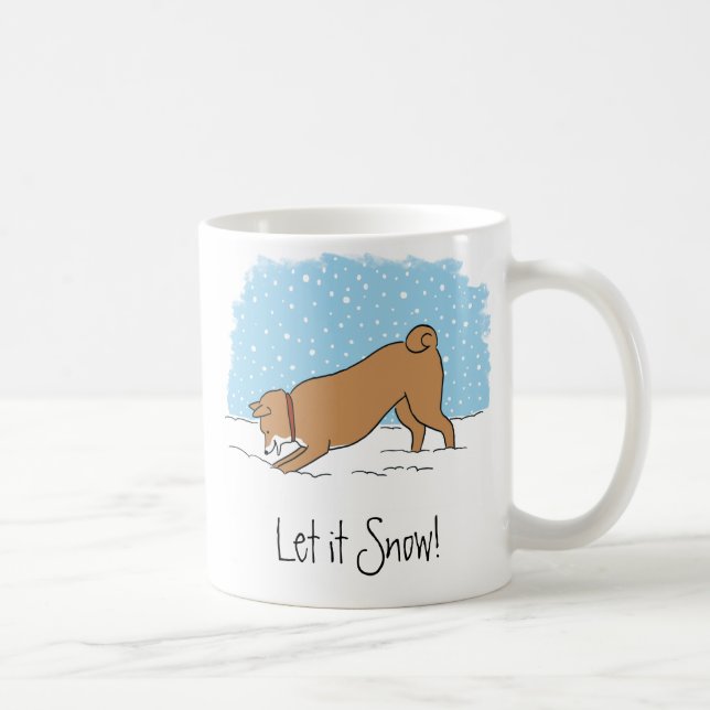 Cute Shiba Inu Let It Snow - Happy Dog Holiday Coffee Mug (Right)