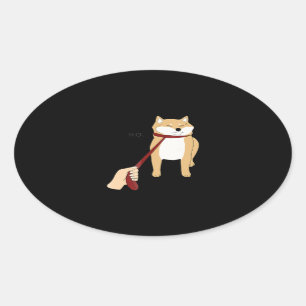 Cute shiba inu   Nope dog funny design Oval Sticker