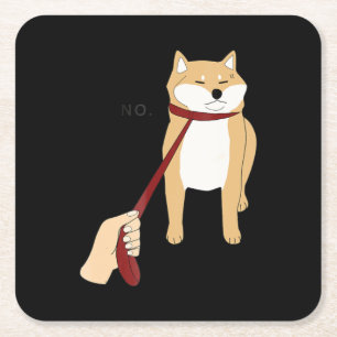 Cute shiba inu   Nope dog funny design Square Paper Coaster