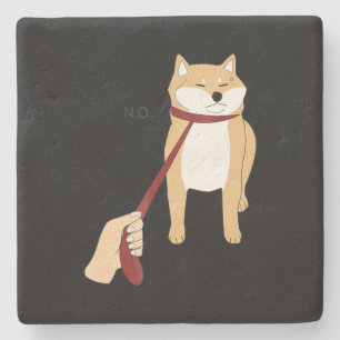 Cute shiba inu   Nope dog funny design Stone Coaster