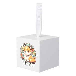 Cute Shiba Inu Pup  Cube Ornament