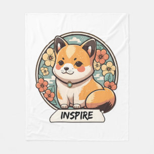 Cute Shiba Inu Pup Fleece Blanket
