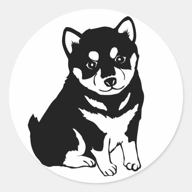 Cute Shiba Inu Puppy Art Classic Round Sticker (Front)