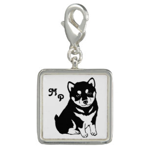 Cute Shiba Inu Puppy Art Monogram Charm
