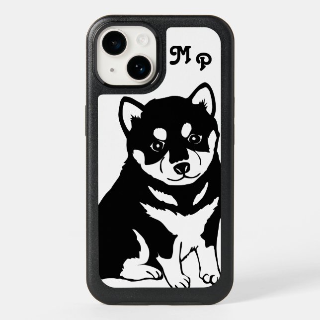 Cute Shiba Inu Puppy Art Monogram Otterbox iPhone Case (Back)