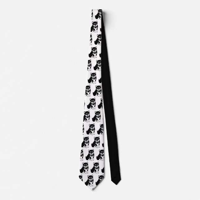 Cute Shiba Inu Puppy Art Pattern Neck Tie (Front)