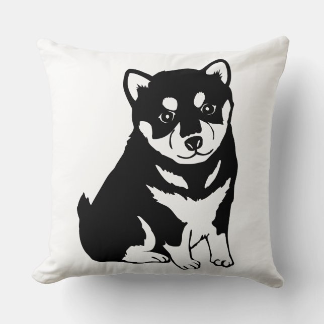 Cute Shiba Inu Puppy Art Throw Pillow (Front)