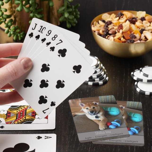 Cute Shiba Inu Puppy Dog Custom Photo Poker Cards (In Situ)