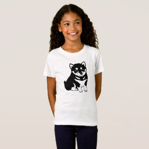 Cute Shiba Inu Puppy Dog Silhouette Girl's T-Shirt