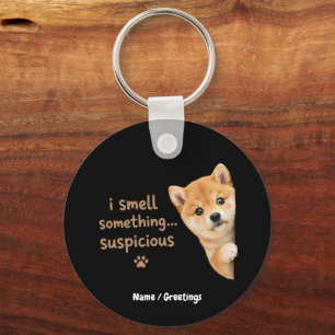 Cute Shiba Inu Puppy Funny Smell Quote Kawaii Dog Keychain