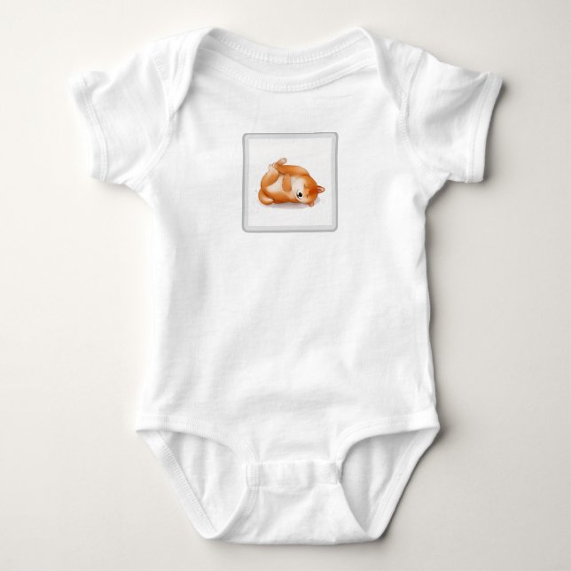 cute shiba inu puppy lying on the back baby shirt (Front)