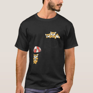 Cute Shiba Inu Puppy Playing Parachute in Pocket D T-Shirt