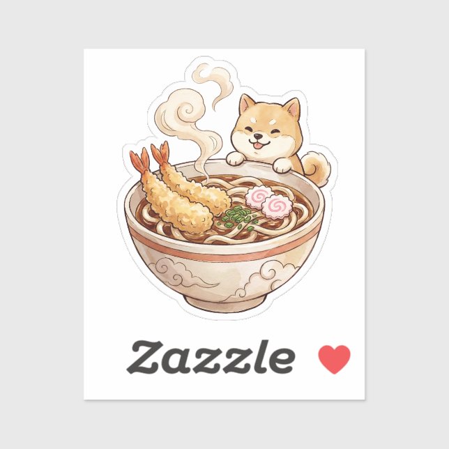 Cute Shiba Inu Ramen - Kawaii Dog with Noodles Sticker (Sheet)