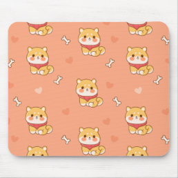 Cute Shiba Inu Seamless Pattern Mouse Pad