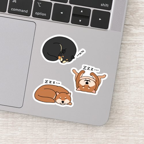 cute shiba_inu sleeping sticker set