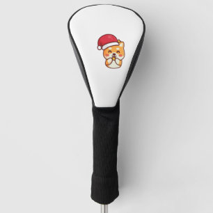 Cute Shiba Inu Smiling with Xmas Hat Golf Head Cover