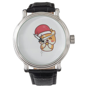 Cute Shiba Inu Smiling with Xmas Hat Watch