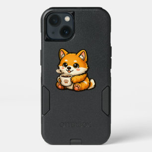 Cute Shiba Inu with Coffee – Cozy Dog Illustration iPhone 13 Case