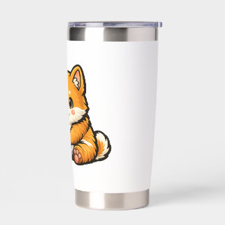 Cute Shiba Inu with Laptop – Cozy Dog Illustration Insulated Tumbler