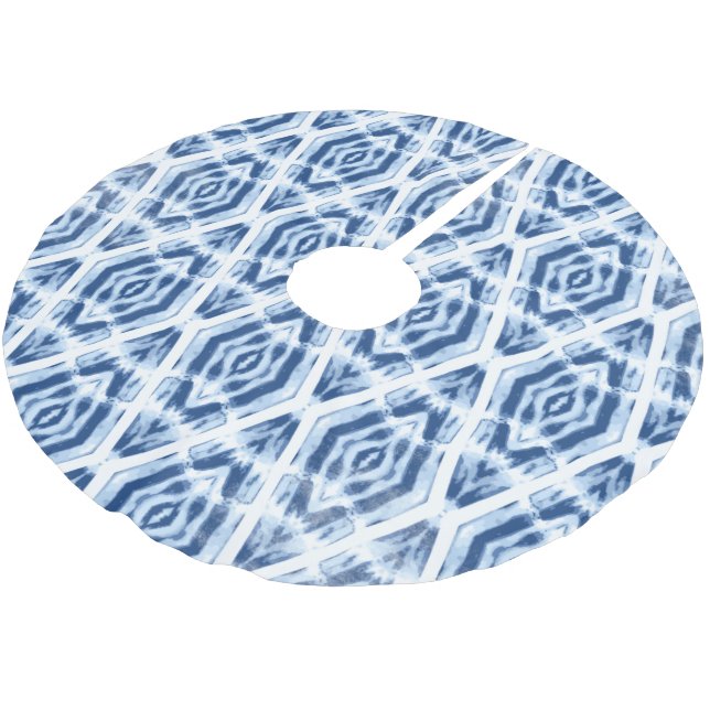 Cute Shibori Christmas Japanese Tie Dye Brushed Polyester Tree Skirt (Angled)