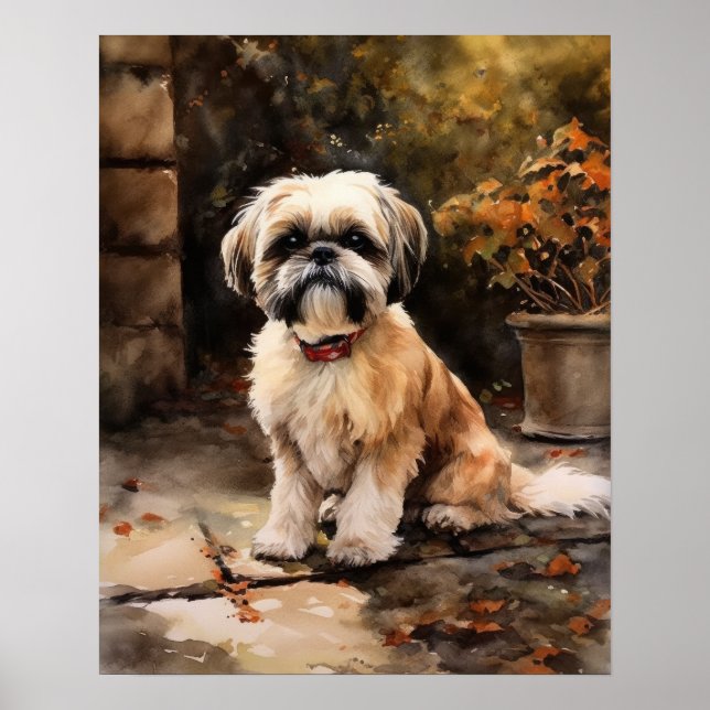 Cute Shih Tzu Dog Art Print Poster (Front)