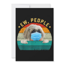 Cute Shih Tzu Dog Ew People Dog Wearing Face Mask Thank You Card