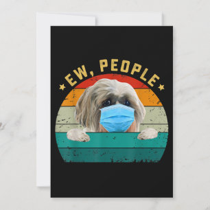 Cute Shih Tzu Dog Ew People Dog Wearing Face Mask Thank You Card
