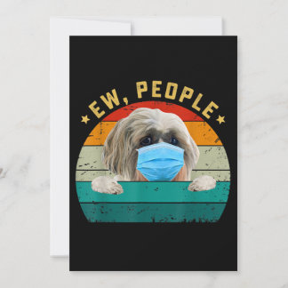 Cute Shih Tzu Dog Ew People Dog Wearing Face Mask Thank You Card