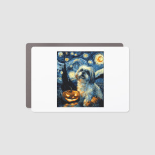 Cute Shih Tzu Dog Halloween Jack O Lantern Pumpkin Car Magnet