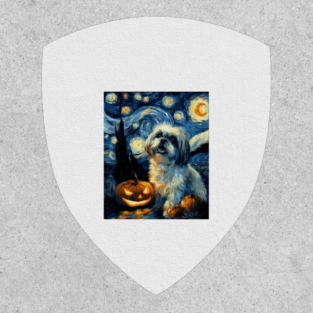Cute Shih Tzu Dog Halloween Jack O Lantern Pumpkin Patch (Front)