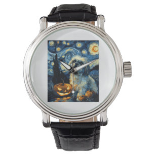 Cute Shih Tzu Dog Halloween Jack O Lantern Pumpkin Watch