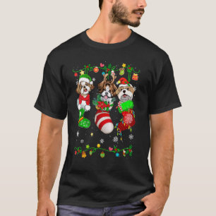 Cute Shih Tzu Dog In Christmas Socks Pet T-Shirt