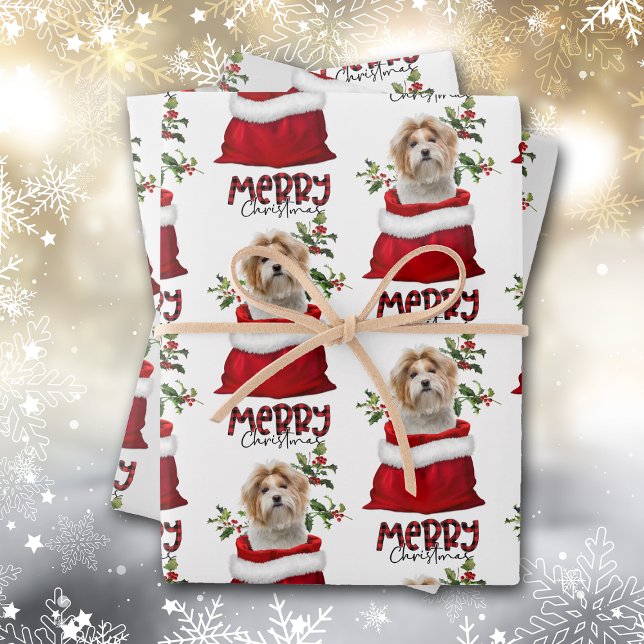 Cute Shih Tzu Dog in Holiday Gift Bag Wrapping Paper Sheets (Creator Uploaded)
