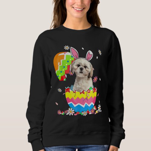 Cute Shih Tzu Dog Pet Hunting Egg Bunny Easter Day Sweatshirt