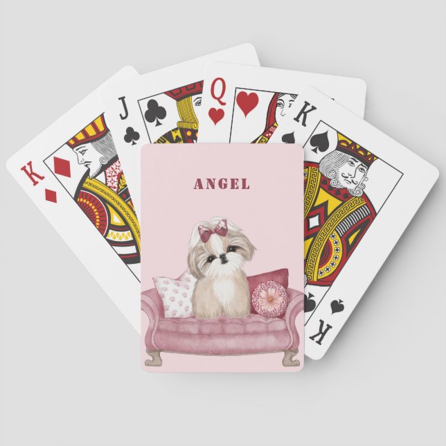 Cute Shih Tzu Dog  Poker Cards (Back)