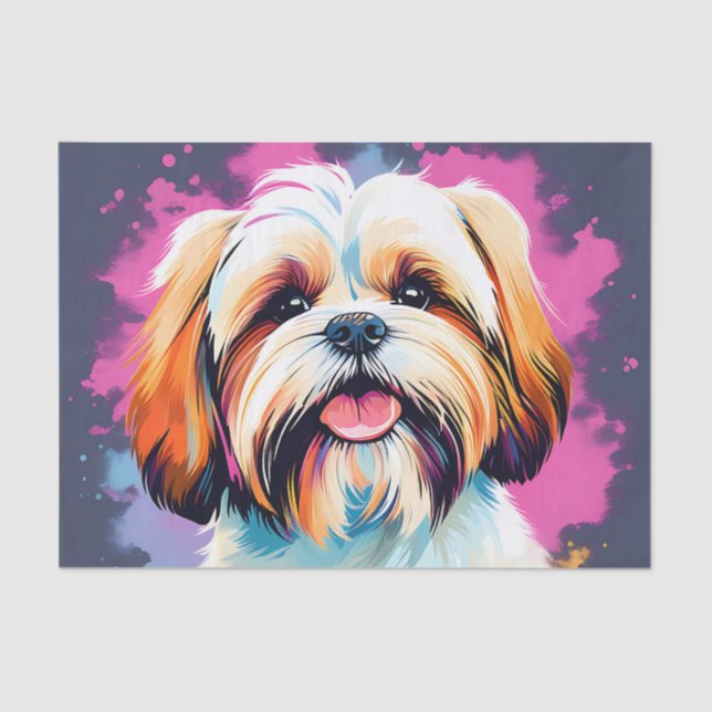 Cute Shih Tzu Dog Portrait Tissue Paper (Front)
