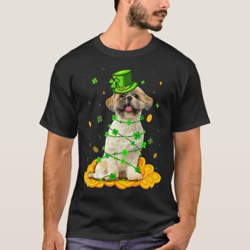 Cute Shih Tzu Dog St Patricks Day Irish Shamrock T_Shirt