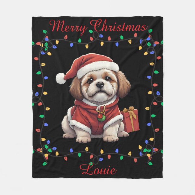 Cute Shih Tzu Fleece Blanket (Front)
