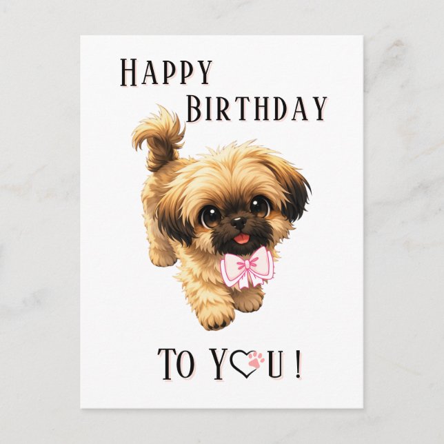 Cute Shih Tzu Happy Birthday Puppy Dog Postcard  (Front)