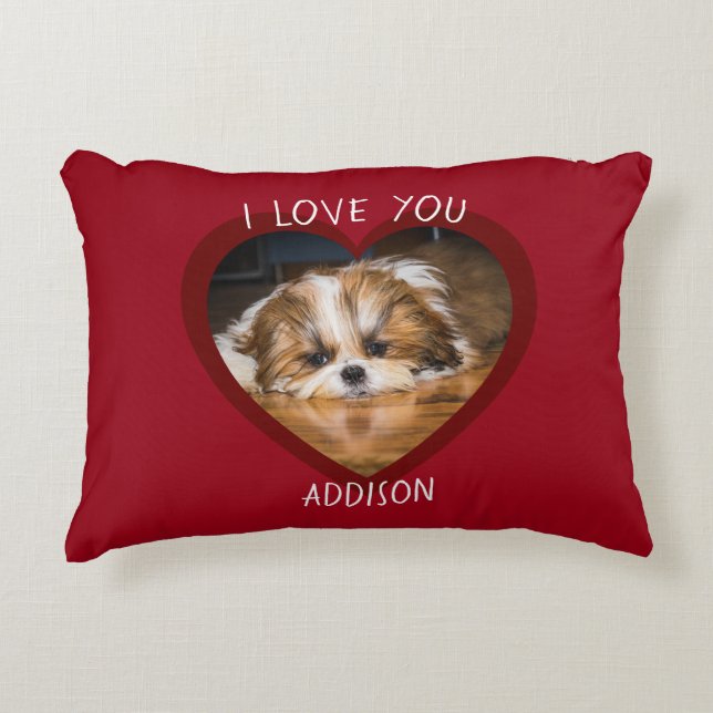 Cute shih tzu love Valentine heart photo Accent Pillow (Front)