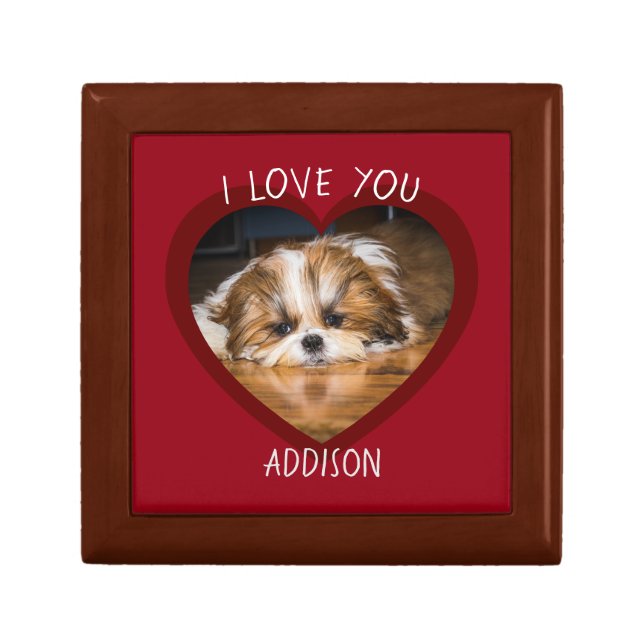 Cute shih tzu love Valentine heart photo Gift Box (Front)