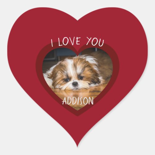 Cute shih tzu love Valentine heart photo Heart Sticker