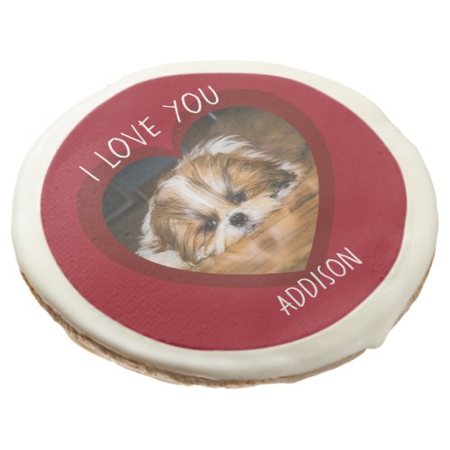 Cute shih tzu love Valentine heart photo Sugar Cookie