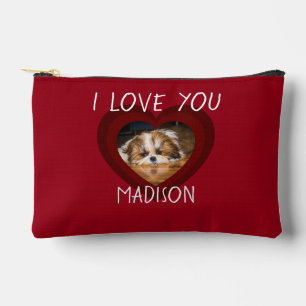 Cute shih tzu love Valentine heart photo Zipper Accessory Pouch