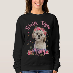 Cute Shih Tzu Mom Flower Dog Women Sweatshirt