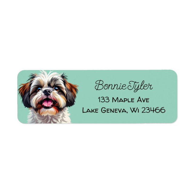 Cute Shih Tzu Puppy Dog Personalized Label (Front)