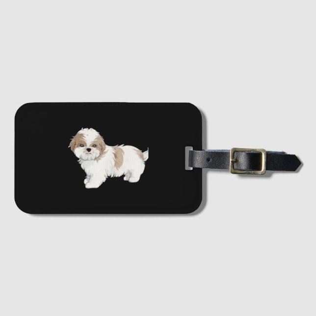 Cute Shih Tzu Puppy Luggage Tag (Front Horizontal)
