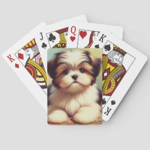 Cute Shih-Tzu Puppy Painting Poker Cards