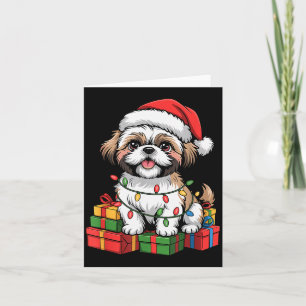 Cute Shih Tzu Santa Hat Christmas Xmas Dog Lovers Card