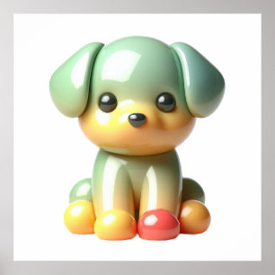 Cute Shining Puppy Dog Wall Art Poster for Cozy Mo